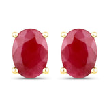 1.70 Carat Genuine Ruby 14K Yellow Gold Earrings