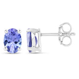 1.50 carat Genuine Tanzanite .925 Sterling Silver Earring