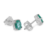 1.50 ct Emerald .925 Sterling Silver Earrings for women