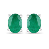 1.44 Carat Genuine Zambian Emerald 14K White Gold Earrings