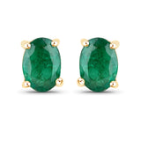 1.44 Carat Genuine Zambian Emerald 14K Yellow Gold Earrings