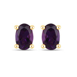 18K Yellow Gold Plated 0.84 Carat Genuine Amethyst .925 Sterling Silver Earrings