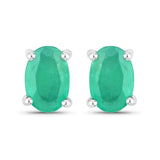 0.88 Carat Genuine Emerald 14K White Gold Earrings