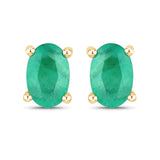0.88 Carat Genuine Emerald 14K Yellow Gold Earrings