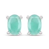 2.96 Carat Emerald, Glass Filled Ruby and Glass Filled Sapphire .925 Sterling Silver Earrings
