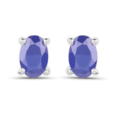 2.96 Carat Emerald, Glass Filled Ruby and Glass Filled Sapphire .925 Sterling Silver Earrings