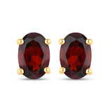 18K Yellow Gold Plated 1.02 Carat Genuine Garnet .925 Sterling Silver Earrings