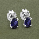 0.82 Carat Genuine Iolite .925 Sterling Silver Earrings