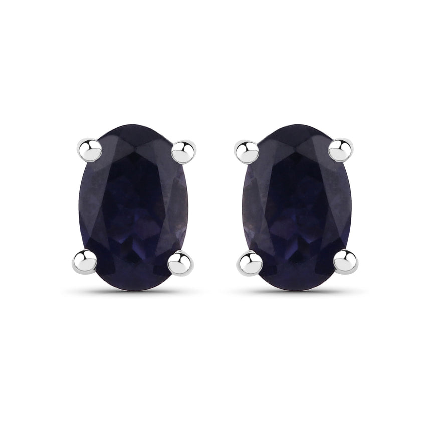 0.82 Carat Genuine Iolite .925 Sterling Silver Earrings