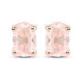 18K Rose Gold Plated 0.80 Carat Genuine Morganite .925 Sterling Silver Earrings