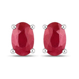 0.96 Carat Genuine Ruby 14K White Gold Earrings