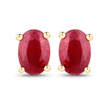 0.96 Carat Genuine Ruby 14K Yellow Gold Earrings