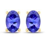 0.88 ct. Genuine Tanzanite 14K Yellow Gold Earrings