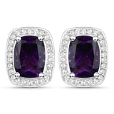 2.81 Carat Genuine Amethyst and White Topaz .925 Sterling Silver Earrings