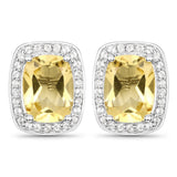 2.81 ct Genuine Citrine and White Topaz .925 Sterling Silver Earrings