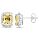 2.81 ct Genuine Citrine and White Topaz .925 Sterling Silver Earrings