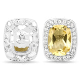 2.81 ct Genuine Citrine and White Topaz .925 Sterling Silver Earrings