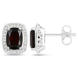 3.71 ct. Genuine Garnet and White Topaz .925 Sterling Silver Earrings