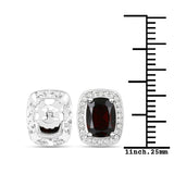 3.71 ct. Genuine Garnet and White Topaz .925 Sterling Silver Earrings