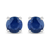1.30 ct Genuine Blue Sapphire 14K White Gold Earrings for women