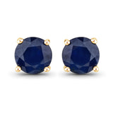 1.30 ct Genuine Blue Sapphire 14K Yellow Gold Earrings for women