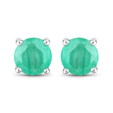 0.86 Carat Genuine Emerald 14K White Gold Earrings