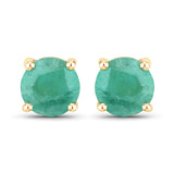 0.86 Carat Genuine Emerald 14K Yellow Gold Earrings