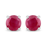 1.10 Carat Genuine Ruby 14K White Gold Earrings