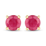 1.10 Carat Genuine Ruby 14K Yellow Gold Earrings