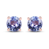14K Rose Gold Plated 0.94 Carat Genuine Tanzanite .925 Sterling Silver Earrings