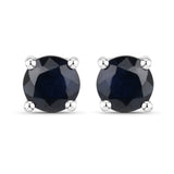 0.60 Carat Genuine Blue Sapphire 14K White Gold Earrings