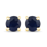 0.60 Carat Genuine Blue Sapphire 14K Yellow Gold Earrings