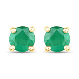 0.46 Carat Genuine Emerald 14K Yellow Gold Earrings