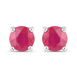 0.54 Carat Genuine Ruby 14K White Gold Earrings