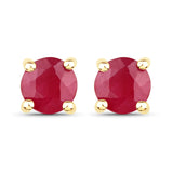 0.54 Carat Genuine Ruby 14K Yellow Gold Earrings