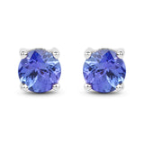 0.57 Carat Genuine Tanzanite 14K White Gold Earrings