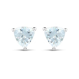 0.90 Carat Genuine Aquamarine .925 Sterling Silver Earrings