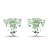0.90 Carat Genuine Green Amethyst .925 Sterling Silver Earrings
