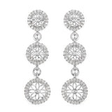 0.80 Carat Genuine White Diamond .925 Sterling Silver Earrings
