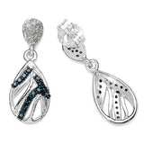 0.49 Carat Genuine Blue Diamond & White Diamond .925 Sterling Silver Earrings