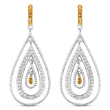 0.51 Carat Genuine White Diamond and Yellow Diamond .925 Sterling Silver Earrings