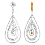 0.51 Carat Genuine White Diamond and Yellow Diamond .925 Sterling Silver Earrings