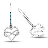 0.36 Carat Genuine White Diamond and Blue Diamond .925 Sterling Silver Earrings