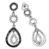 0.90 Carat Genuine Black Diamond & White Diamond .925 Sterling Silver Earrings