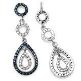 0.90 Carat Genuine Blue Diamond & White Diamond .925 Sterling Silver Earrings