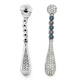 1.05 Carat Genuine Blue Diamond & White Diamond .925 Sterling Silver Earrings