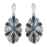 0.60 Carat Genuine Blue Diamond & White Diamond .925 Sterling Silver Earrings