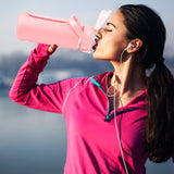 64Oz Glass Water Bottle Sports Water Bottle Motivational Water Bottle Water Intake Tracker Bottle with Straw Time Marker Silicone Sleeve Handle for Gy