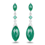 8.52 ct. Dyed Emerald & Emerald .925 Sterling Silver Earrings