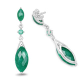 8.52 ct. Dyed Emerald & Emerald .925 Sterling Silver Earrings